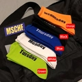 Five-pair pack of men's athletic crew socks in orange, black, blue, white, and green - Optional Letter Basketball Socks