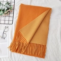 Two-tone orange and mustard yellow cashmere-like shawl with fringe tassels decoration - 22# Orange