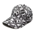 Casquette de baseball tendance avec imprimé billet de 100 dollars en noir et blanc - M (56-58cm) / Impression Billet de Dollar Noir et Blanc (3#)