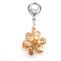 Sparkling orange crystal flower keychain with a silver lobster clasp on white background - 4.5*12cm / Orange