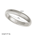 Polished silver stainless steel bangle with fine horizontal stripes and size specs - 12mm/20cm / Steel