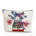 Macro detail of beige canvas makeup bag with colorful patriotic patriotic illustration - Camo Patriotic Jar