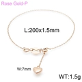 Minimalist heart charm bracelet in rose gold finish with 200mm length and 1.5g weight - Bracelet (KB142745-K)
