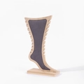 Detail of bamboo jewelry stand with grey flocking liner and side slots for necklaces - Gray