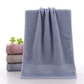 Blue soft cotton towel with plush loop texture and geometric woven lace border design - Vine Pattern Blue / 34*74cm