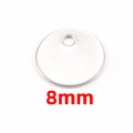 Colgante redondo de acero inoxidable plateado 8mm para joyería DIY y grabado logo - 8mm / Color Acero