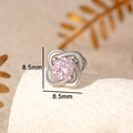 Pendiente de trébol en acero plateado con circón rosa y dimensiones de 8,5 mm - Estilo Nudo de Trébol (A264-2) / Rosa (Pieza única)