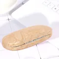 Portable beige marble pattern PU leather hardshell eyewear case with metal hinges - Gold Lightning Pattern
