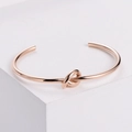 Bracciale a fascia con nodo minimalista in acciaio inossidabile oro rosa su base - Oro rosa