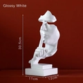 Modern silence is gold resin sculpture in starlight white finish for home decor - 16324 White Mask Person