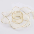 Cinta de gasa blanco crema semitransparente con borde dorado para manualidades florales DIY - Borde Dorado Beige