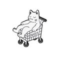 Cute white cat sitting in a sweet shopping cart cartoon enamel brooch badge - Shopping Cart Cat