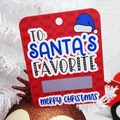Creative Christmas scratch-off money holder gift tag with red festive holiday pattern - Blue Christmas Hat