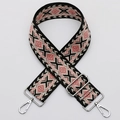 Correa ajustable para bolso con patrón geométrico rosa y negro y ganchos de metal - Estilo 451 Gancho Plateado