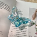 Iridescent icy blue butterfly hair claw clip with colorful resin finish and metal spring - Fantasy Blue