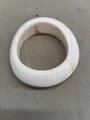 Minimalist thick resin bangle with milky white and brown marbled pattern for women - Milky Brown Spots (Beige-Oval Concave)