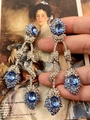 5# Argento-Blu-Nappa a Fiore (Perno Argento 925)
