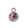 Silver alloy pendant with sparkling pink round crystal for DIY jewelry making - Light Pink