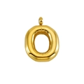 Polished gold bubble letter O pendant with a playful 3D balloon style metallic finish - Letter O