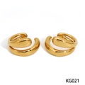 Pair of chunky twisted hoop earrings in polished gold-plated 316L stainless steel - Gold Style (KG021)