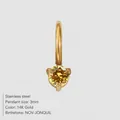 3mm stainless steel round birthstone pendant in 14K gold finish with yellow zircon - November Light Yellow - Gold