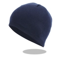 Classic dark blue ribbed knit beanie hat for winter warmth and outdoor wind protection - Navy Blue