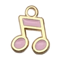 Pink and gold musical note charm pendant made of enamel alloy for DIY jewelry crafting - Small Pink Musical Note