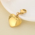 Vista detallada de un colgante de corazón bañado en oro con un cierre de mosquetón - Estilo de Corazón Plano Sólido (KLJ6887-Z) / 16x14mm / Dorado
