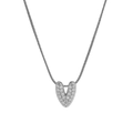Silver tone 18k brass pendant necklace with pave-set zircons on a snake chain - Silver V / Silver