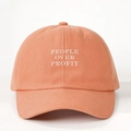 Casquette de baseball en coton orange avec broderie blanche People Over Profit - Taille unique / Orange