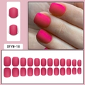 Detail view of matte fuchsia short square press-on nails set with 24 pieces and model DFYM-18 - Matte Fluorescent Pink (DFYM-18)