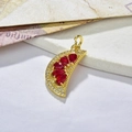 Luxury gold watermelon fruit pendant necklace with colorful cubic zirconia and O-chain - Red-Style 1