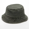 Army green washed cotton bucket hat with vintage texture and stitched brim details - Washed Distressed Army Green