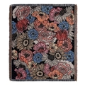 Coperta bohémien in misto cotone con motivo floreale jacquard e frange decorative - 130x160cm / Fantasia Floreale Retrò (XT2022-14)