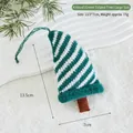 Large knitted Christmas tree ornament with green and white stripes and hanging rope - Knitted Green Striped Tree (Large)
