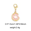 Pink donut charm with gold lobster clasp for shoes and bags, size 3.5x1.5cm and weight 2.4g - Style 8 Bitten Donut