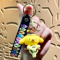 Pompompurin dog keychain pendant with yellow airplane design and black wrist strap - Sanrio Airplane-Pompompurin