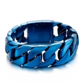 Pulsera cubana de acero inoxidable azul galvanizado para hombre con acabado pulido - Azul 23cm (KB162788)