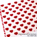 White fabric with red velvet heart pattern, textile roll for gift wrapping 48CM x 1.6M - White Base Heart Lambswool / 1.6m*50cm