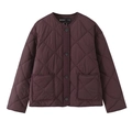 Veste matelassée bordeaux en coton avec col rond et poches avant au style minimaliste - XS / café