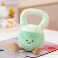 Ciondolo kettlebell in peluche verde menta con faccina sorridente e gambe - Stile Kettlebell