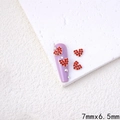 Ciondoli per unghie a cuore in lega con strass rossi e design cavo, 7mmx6.5mm - QFX42-Cuore con Strass Rosso su Base Argentata (7x6.5mm)