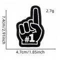 Makro-Detail des #1 Finger-Stick-Aufnähers mit Größe 7,4 cm x 4,7 cm und Textur-Details - Finger-Patch 3# (Schwarz)