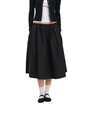 Elegante gonna a pieghe nera di media lunghezza con comoda vita elasticizzata - XS / Gonna Nera