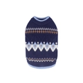 Pull en tricot pour animaux à motif Fair Isle bleu marine avec finitions côtelées - S / Bleu marine