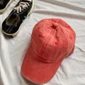 Classic washed cotton baseball cap in vibrant orange on a white fabric background - Adult Style (54-59cm) / Orange