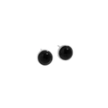 Minimalistische S925 Sterling Silber Ohrstecker mit kreisförmiger schwarzer Onyx-Einlage - 925er Silber / 8mm (Mit Sterling Silber Verschlüssen)