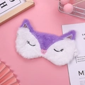 Cute purple and white plush fox sleep mask with glitter ears and embroidered details - Purple Fox