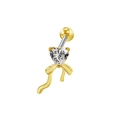 Dettaglio macro del piercing all'ombelico con cuore di zircone e fiocco dorato - Stile Cuore Fiocco Gemma Chiara Oro (24032901-13)