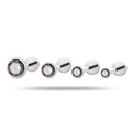 Titanium piercing jewelry with round iridescent zircon stones in four different sizes - Multicolor